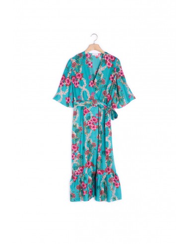 Robe Kimono imprimé fleuri en soie est présent 