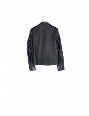 Blouson biker en cuir soldes