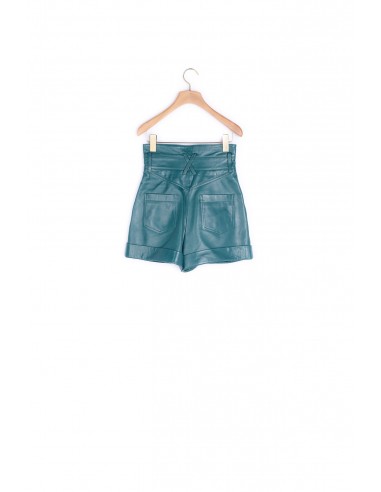 Short en cuir avec large revers pas cher