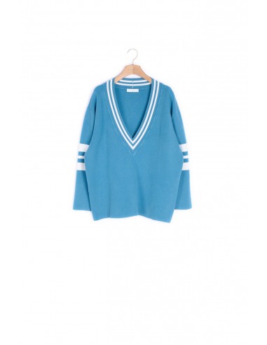 Pull oversize col V et bicolore hantent personnes